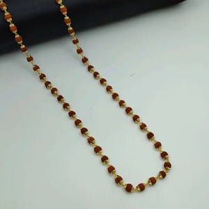 Traditional Rudraksha Mala <b>Necklace</b> with Gold <b>Beads</b> Long Spiritual Rudraksha <b>Bead</b> <b>Necklace</b> Meditation Prayer Mala Jewelry - Product Image 1