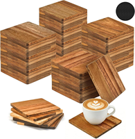 Sous-verres carrés en bois de chêne faits à la main avec supports antidérapants en silicone