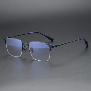 Kính mắt thời trang unisex thiết kế mới nhất, kiểu tròn cổ điển, chất liệu titan nguyên chất, dành cho nam và nữ, kiểu đọc sách, gọng kính bán viền hình chữ nhật - Product Image 4