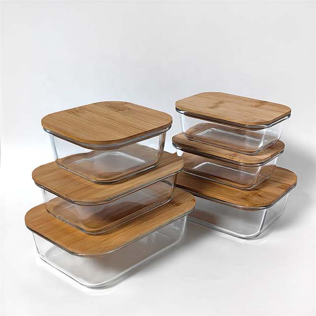 Dishwasher Safe Lunch Containers Eco Friendly Food Packing Glass with Bamboo Lids for Office Workers Campers Kitchen