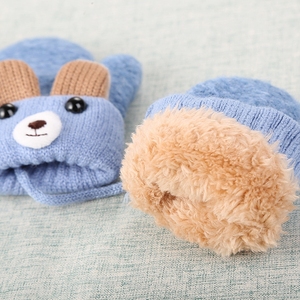 Nouveaux gants pour bébé en tricot de laine d'hiver avec motif d'ours mignon pour les enfants de 0 à 3 ans, mitaines en velours épaisses pour garder les doigts au chaud - Product Image 4
