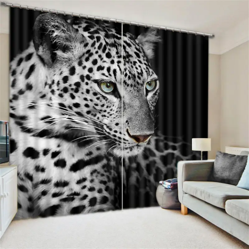 Nero Leopardo Bianco Moderno 3D Pittura Tende Oscuranti, Stanza Ufficio, Soggiorno Disegni di Modo Della Tenda Tende Porta Stampato $