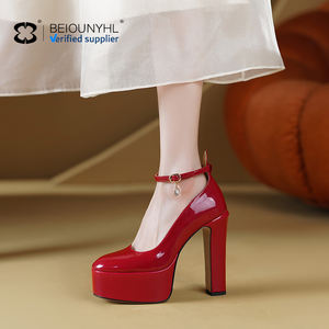 Logotipo personalizado Mary Jane Chunky tacones altos plataforma mujeres Stiletto vestido zapatos elegante lujo moda tendencia con - Product Image 3