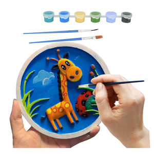 Prêt à peindre enfant bricolage décoration céramique assiette vierge jouet enfants cadeau dessin jouet créer artisanat d'art ensemble avec présentoir - Product Image 2