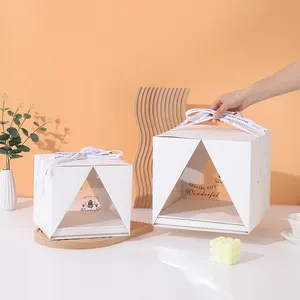 Fabrik Direkt verkauf Luxus Kuchen Gunst Boxen in Bulk Cake Box mit Fenster Weiß 4 6 8 10 Zoll Kunststoff Kuchen Pop Box für die Hochzeit