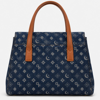 Sac à main structuré en jean lisse pour femme avec garniture en cuir, fermeture éclair, pochette amovible, ensemble de sacs à main deux pièces doux et imperméables