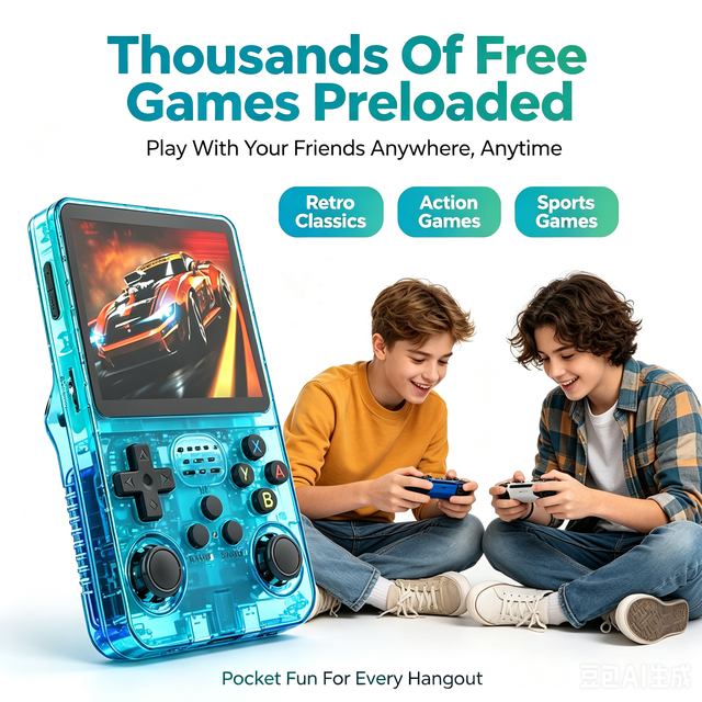R36S Handheld 3D Joystick Gamepad Game Console 3.5Inch HD Color Display Built-in 15000+ Free Games Linux ArkOS 3500mAh Battery