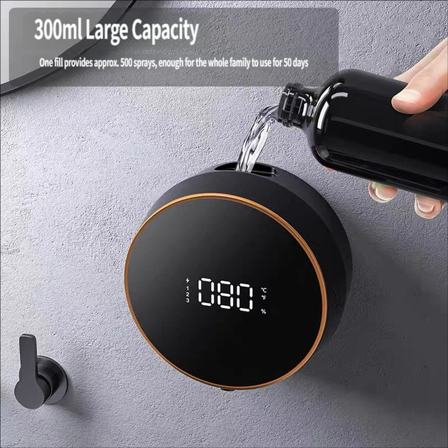 Full Screen Digital Display Touchless Foaming Soap Dispenser High Tech Wall-Mounted Sensor Hand Soap Machine Hotel Bathroom
