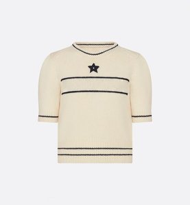 Kledingfabrikanten Op Maat Gemaakt Gratis Ontwerp Logo Jacquard Borduurwerk Korte Mouw Merinowol Gebreide Top Gebreide Trui Trui - Product Image 2