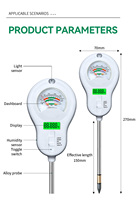 2025 Nouveau compteur de sol intelligent 6-en-1, testeur portable pour le PH du sol, l'humidité, la température, la lumière du soleil, la fertilité et l'humidité