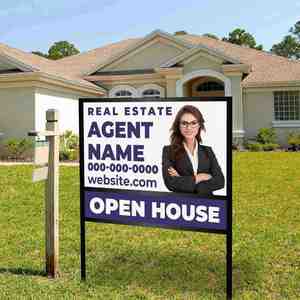 Wholesale Price Real Estate Yard Sign Metal H-Frame 18x24 Inches Outdoor Portable Slide-in with Rider Customizable - Product Image 1