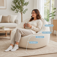 HUGHEAVEN Fauteuil Poire Enfant Monoplace Durable, Rembourré en Mousse PU Douce, Confortable et Cozy, Design Décontracté, Canapé de Sol pour Jeux et Télévision