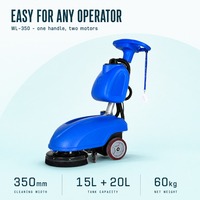 Nettoyeur de sols autopropulsé WL-350 économique pour allées étroites, brosse de 350 mm, raclette de 450 mm, 800 W, 60 kg, CE