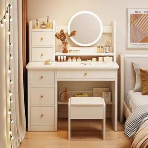 Modern Dressing Table with Charging Station Makeup Desk With <strong>Mirror</strong> LED Lights Drawers <strong>Jewellery</strong> <strong>Cabinet</strong> - Product Image 2