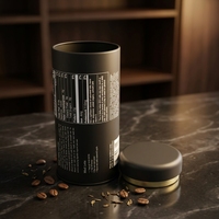 Boîte en fer blanc noir mat personnalisée de qualité alimentaire, hermétique, avec option d'impression offset, pour café, thé, boissons, avec couvercle à clipser, vente en gros