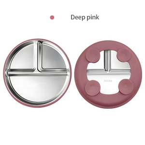 Vaisselle pour enfants - Design classique, acier inoxydable 304 de haute qualité, sans danger pour les bébés, compatible lave-vaisselle, manchons en silicone amovibles, ventouse - Product Image 1