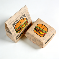 Caja para Hamburguesas de Papel Kraft Desechable, Resistente a la Grasa, para Llevar, Ecológica, Venta al por Mayor, Empaque para Hamburguesas