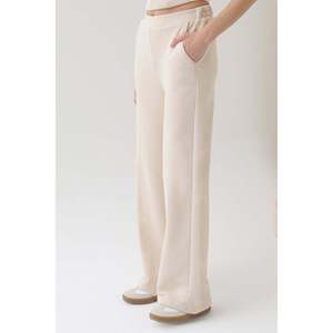 Puane Women's Comfortable Wide Leg Sweatpants, Casual Loose Fit Joggers with Elastic Waist, Beige, Model 18152PNT - Product Image 4