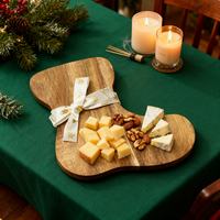 Natural House Planche de service à découper en bois d'acacia en forme de Noël avec logo personnalisé pour fromage charcuterie collation apéritif