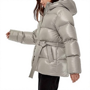Vestes d'hiver brillantes de qualité supérieure, respirantes et coupe-vent, avec ceinture, streetwear tendance, veste à bulles pour femmes - Product Image 4
