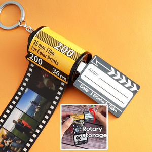 <strong>Couple</strong> Gifts DIY <strong>Photo</strong> Text <strong>Albums</strong> Cover Keyrings Custom Memorial UV Film Roll Keychain for Valentine's Day Lover Present 10pcs - Product Image 2