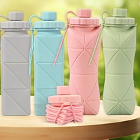 Bouteille d'Eau de Sport Pliable et Portable en Silicone Anti-Fuite, Réutilisable, Sans BPA, pour Vélo, 550 ML avec Dragonne