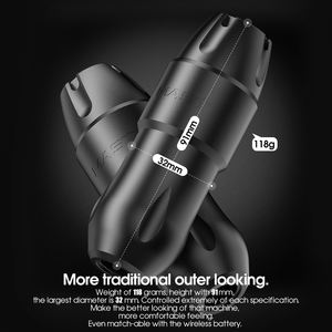 Machine à tatouer permanente For <span class=keywords><strong>Tour</strong></span> <span class=keywords><strong>Pro</strong></span> WQ359 avec poignée de 32 mm en aluminium noir, moteur sans balais 10V 9000 tr/min, course de 4,0 mm - Product Image 2