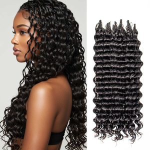 Extensiones de <span class=keywords><strong>Cabello</strong></span> Humano Pre-Separadas con Ondas Profundas Tipo Pluma, 100% <span class=keywords><strong>Cabello</strong></span> Humano Natural <span class=keywords><strong>para</strong></span> Trenzas, Ondas de Agua, Línea Pluma - Product Image 1
