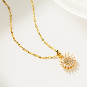 <span class=keywords><strong>Collar</strong></span> de Acero Inoxidable con Colgante <span class=keywords><strong>Giratorio</strong></span> de <span class=keywords><strong>Girasol</strong></span> de Circonita Cúbica al por Mayor, <span class=keywords><strong>Collar</strong></span> con Colgante <span class=keywords><strong>Giratorio</strong></span> de <span class=keywords><strong>Girasol</strong></span> Antiestrés - Product Image 4