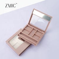 Palette de fards à paupières carrée 5 couleurs avec fenêtre transparente et miroir, palette de maquillage vide marron pour blush, bronzer et illuminateur