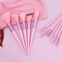 Ensemble de 13 pinceaux de maquillage professionnels vert rose brillant pour poudre et blush