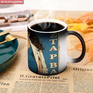 Special Mug For Hot Cocoa Lovers Frosted Black 11oz Ceramic Heat Color Changing <b>Magic</b> <b>Cup</b> - Product Image 5