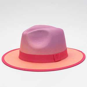 Chapeau de couleur dégradé européen et américain unisexe New Double Felt Street Trend Custom Adult Panama Hats - Product Image 2