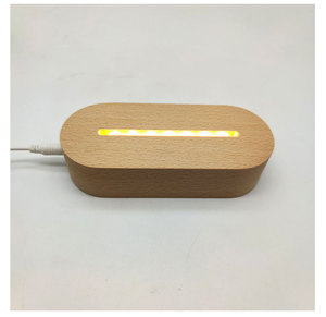 Led hình dạng hình bầu dục LED gỗ Acrylic hiển thị cơ sở DC Cáp Hộp pin ánh sáng ban đêm gỗ sáng cơ sở - Product Image 4