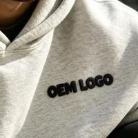 Hoodie tebal mewah 100% katun ukuran besar unisex dengan cetakan flocking