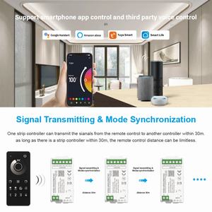 Controlador LED PWM Inteligente Tuya C100B Aipin de 4 Zonas MESH con Control Remoto, Sincronización y Grupo para Mini DC12-24V, Cambio de Color, Decoración, 1-5 pines - Product Image 5