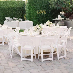 Elegant Design Outdoor Padded Wimbledon <strong>White</strong> Dining Banquet Wedding Plastic Resin <strong>Folding</strong> Garden <strong>Chairs</strong> - Product Image 3