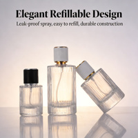 Flacon de parfum cylindrique en verre épais rechargeable à remplissage libre avec bouchon à vis 30/50/100ml, pulvérisateur à pompe personnalisé, emballage cosmétique, MOQ