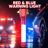 Lampe torche laser blanche multifonctionnelle avec marteau de sécurité, boussole, aimant, alarme SOS et brise-vitre de secours pour voiture