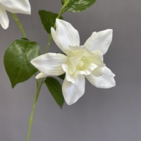 Bunga Clematis Buatan HGA Merah 2 Kepala, Ranting Kain 81cm, Buatan Tangan Alami untuk Dekorasi Rumah dan Pernikahan