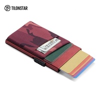 TILONSTAR TVC319 Best Sellers Portefeuille minimaliste pour homme avec blocage RFID, en aluminium, à glissière latérale, avec porte-cartes pop-up