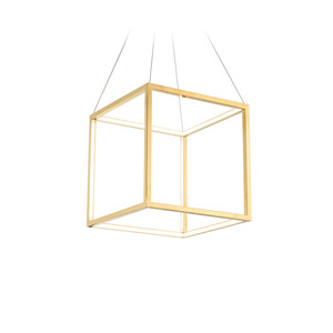 Gold Square Stainless Steel Adjustable Height Pendant <b>Light</b> E26 <b>LED</b> 3500K Warm White for Living <b>Room</b> - Product Image 1