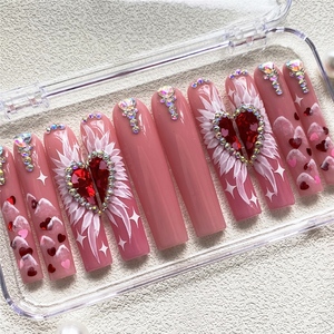<span class=keywords><strong>Uñas</strong></span> postizas acrílicas <span class=keywords><strong>de</strong></span> bailarina pintadas a mano, desmontables, con diseño <span class=keywords><strong>de</strong></span> dijes, al por mayor, 10 unidades, <span class=keywords><strong>uñas</strong></span> extra largas hechas a mano, <span class=keywords><strong>de</strong></span> presión. - Product Image 1