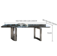 Table à manger moderne de luxe italienne en jade bleu avec base en métal et plateau en marbre véritable pour appartement, mobilier de maison par DIRANI
