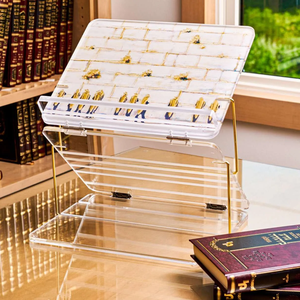 3-layer Acrylic Hot Bending <strong>Book</strong> Stand With Gold Support Adjustable Height - Product Image 1