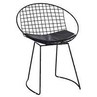 Chaise de salle à manger moderne en fil de fer avec dossier rembourré, structure métallique, empilable, assise imperméable pour la maison, le café, le restaurant