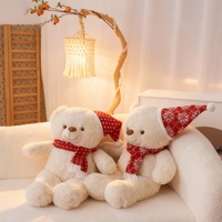 Ours en peluche de Noël - Jouet en peluche en coton PP avec chapeau et écharpe de Père Noël, poupée festive pour enfants