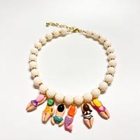 Summer Beach Holiday Cherry Chou Duck Necklace Acrylic Beaded Stainless Steel Cute Swimsuit Pendant Necklace for Women