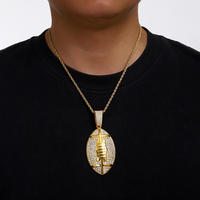 Collier pendentif rugby en alliage de zinc unisexe 2026, nouveau style hip-hop tendance avec placage or et argent