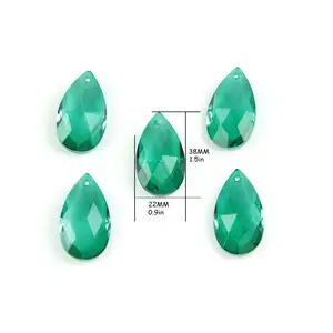 Bộ Phận Trang Trí 38Mm Zircon Thủy Tinh Màu Xanh Lá Cây Đèn Chùm Pha Lê Teardrop Mặt Dây Hạnh Nhân Chỉ Lăng Kính Các Bộ Phận Cho Chiếu Sáng/Đèn